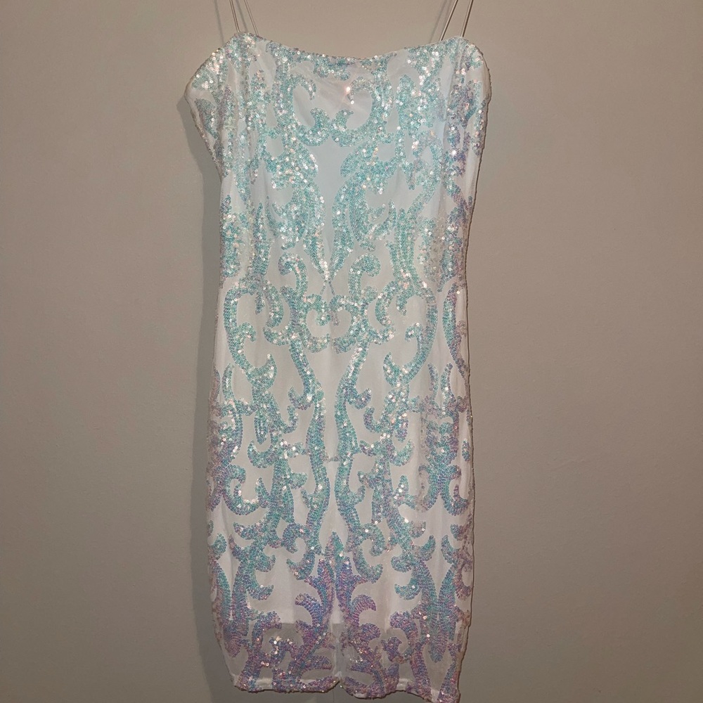 White sequin homecoming dress